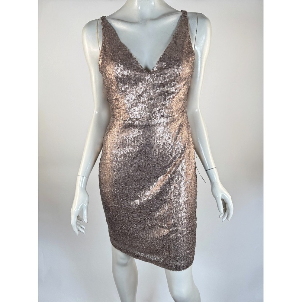 Lulus Sequin Bodycon Dress Women M NWT V-neck Zip Closure Stretch Sleeveless